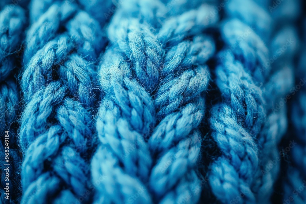 Close-up of a Deep Blue Knitted Fabric Texture Close-up of a Deep Blue Knitted Fabric Texture