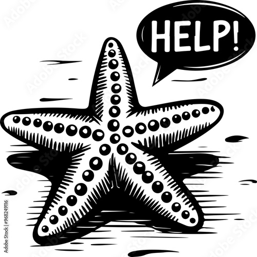 Illustration of a Starfish Calling for Help