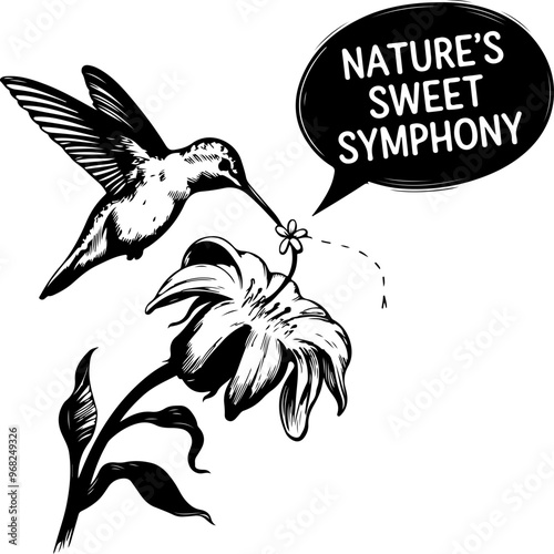Hummingbird and Flower in Nature's Sweet Symphony