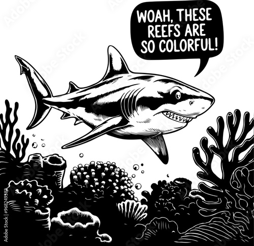 Playful Shark Exploring Colorful Coral Reefs