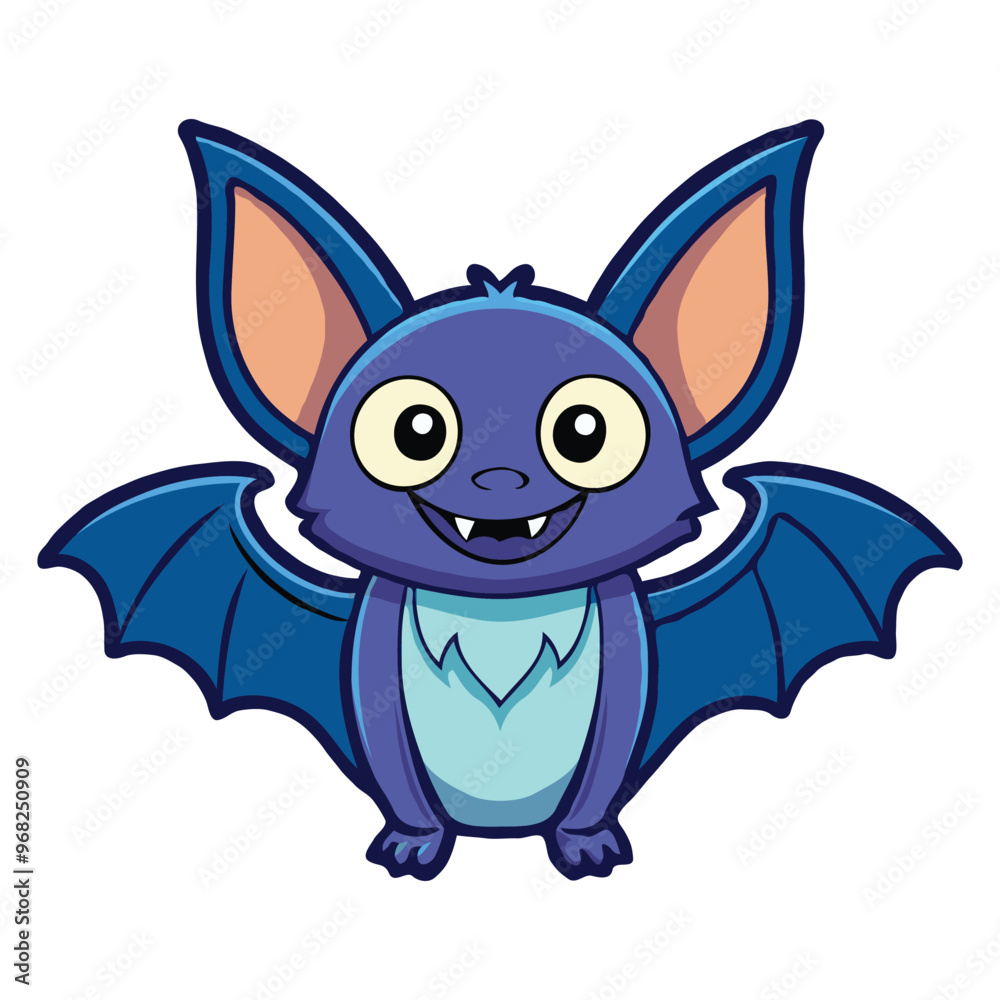 Flat 2d vector clipart of cartoon spooky bat Flat 2d vector clipart of cartoon spooky bat