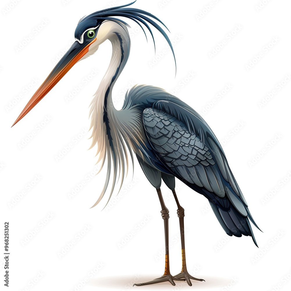 Obraz premium Heron Empathy emotion fantasy animal cartoon isolated whitebackground