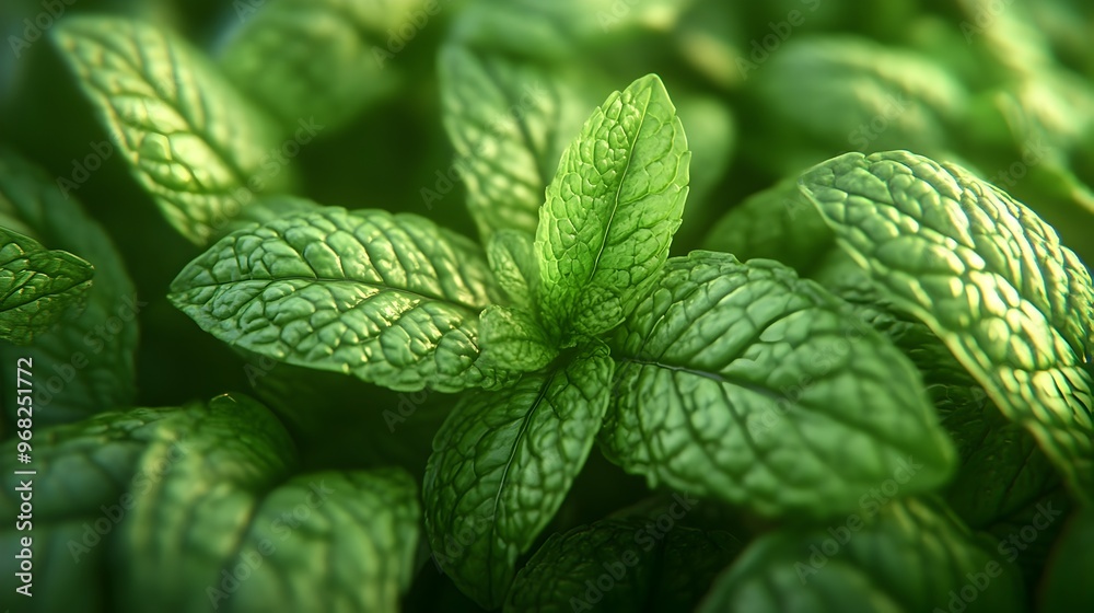 Vibrant Green Mint Leaves in Natural Environment