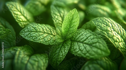 Vibrant Green Mint Leaves in Natural Environment