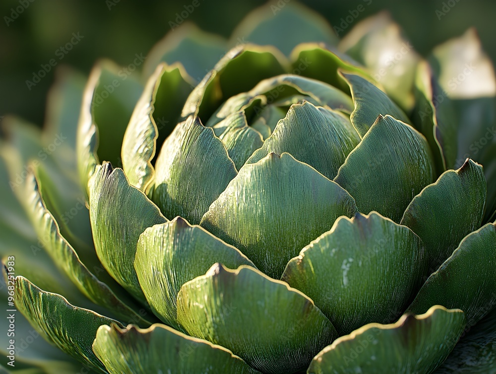 Close up of vibrant green artichoke plant with intricate leaf patterns Close up of vibrant green artichoke plant with intricate leaf patterns