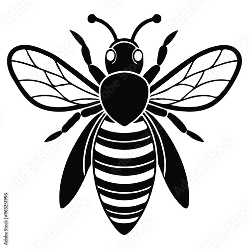 Bee silhouette illustration on white background