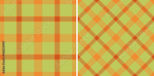 Seamless check fabric of textile tartan plaid with a pattern background vector texture. Set in christmas colors of autumn fashion trends.
