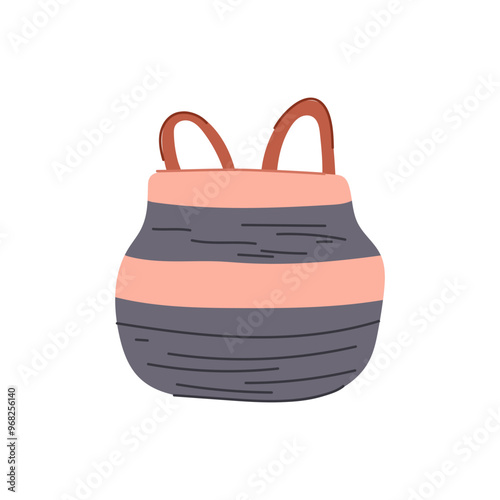 lightweight wicker laundry basket cartoon. portable organizer, home decor, clothes bin lightweight wicker laundry basket sign. isolated symbol vector illustration