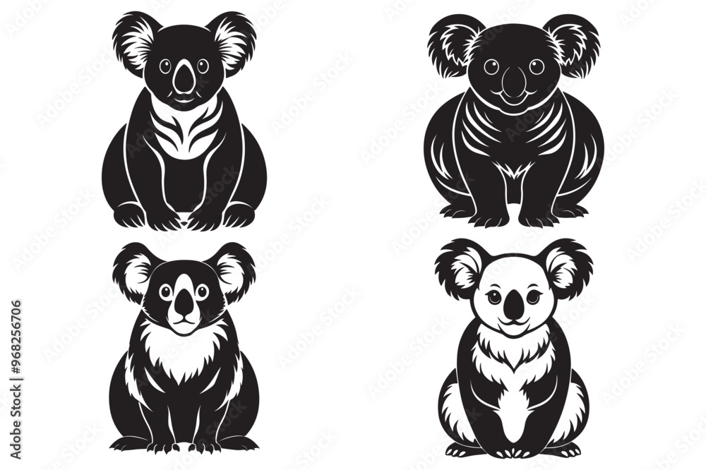 Fototapeta premium Silhouette art of a koala on white background