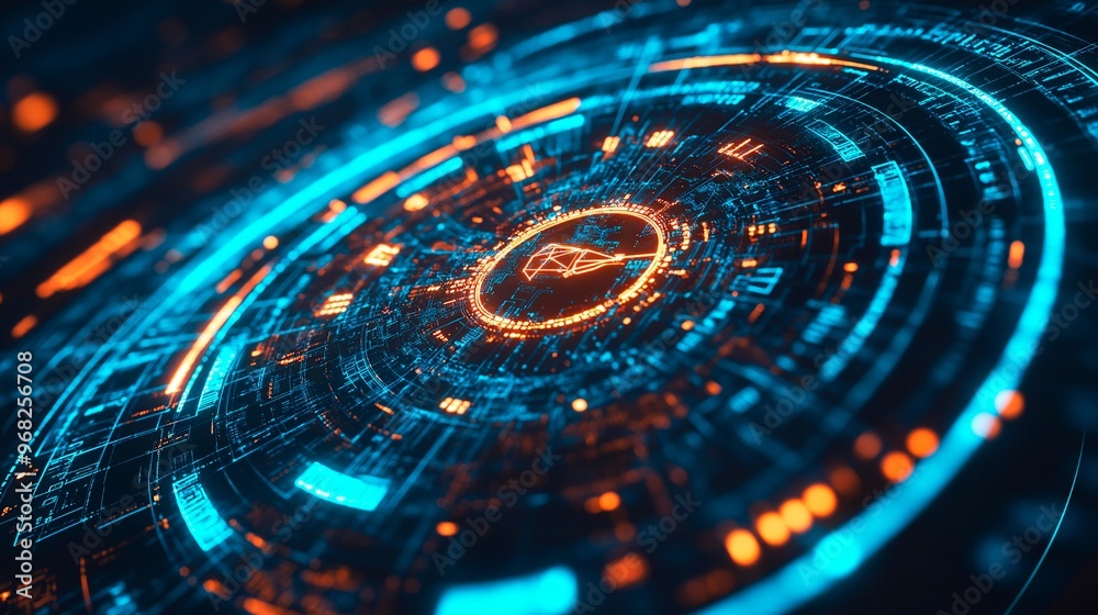 digital composite of abstract digital technology background with glowing dots digital composite of abstract digital technology background with glowing dots