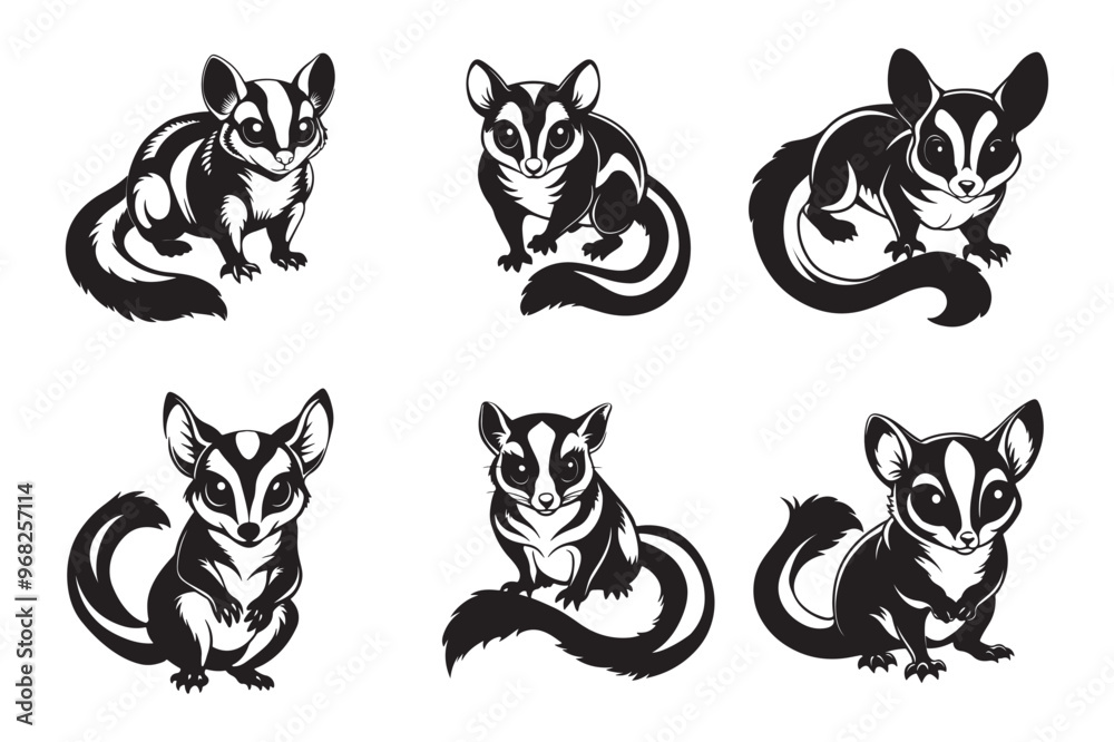Bundle of sugar glider stencil cutout style silhouette art Bundle of sugar glider stencil cutout style silhouette art