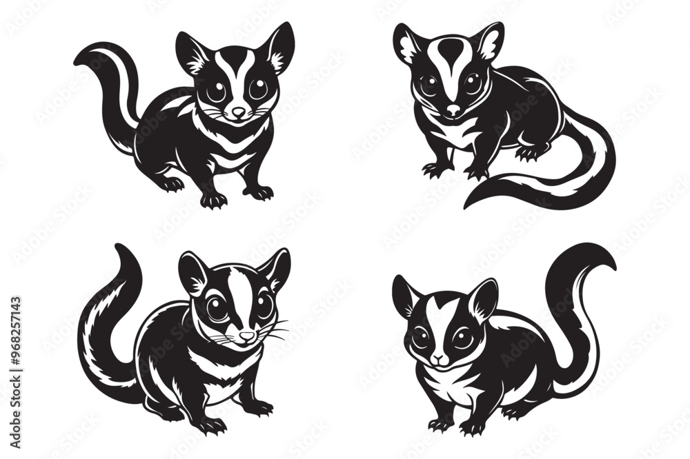 Bundle of sugar glider stencil cutout style silhouette art Bundle of sugar glider stencil cutout style silhouette art