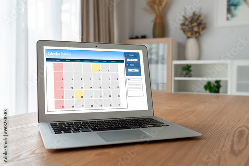 Calendar on computer software application for modish schedule planning for personal organizer and online business