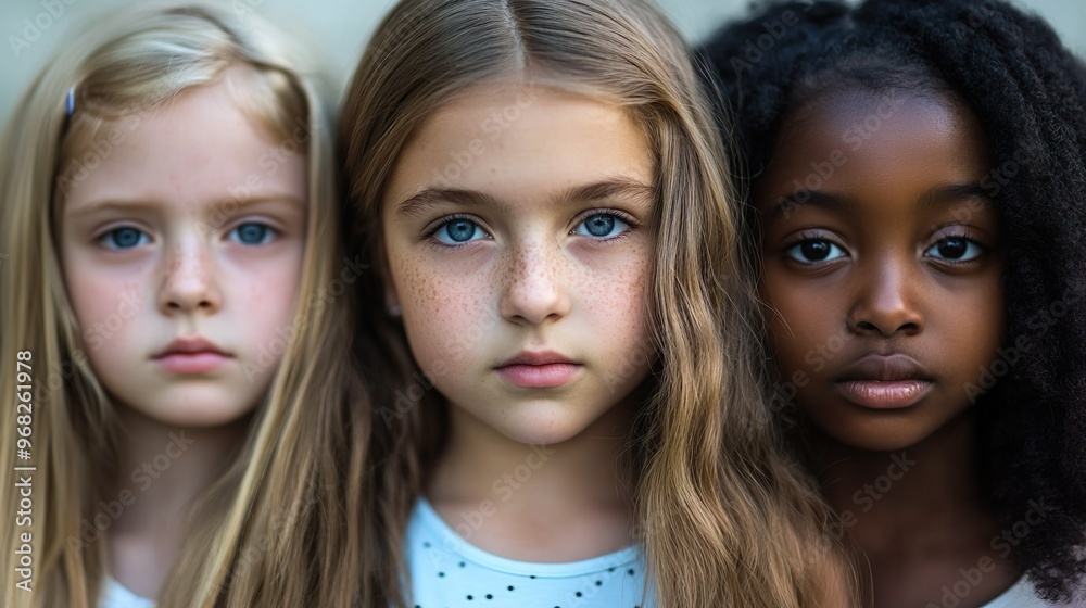 Three young girls with different hair colors Three young girls with different hair colors
