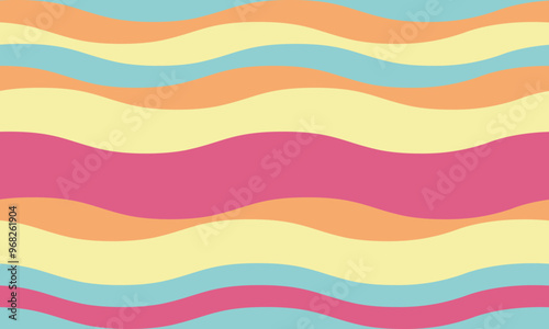 Abstract background with wavy stripes in vibrant colors, creating a rippled, liquid effect. Smooth curves and textured lines add elegance, vitality, and creativity. Ideal for wallpaper or textile.