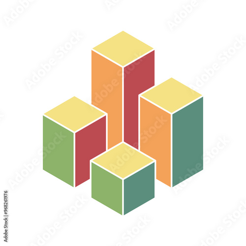 Cube logo, geometric vector design. Box logotype company, trendy techno emblem in isometric 3D style.