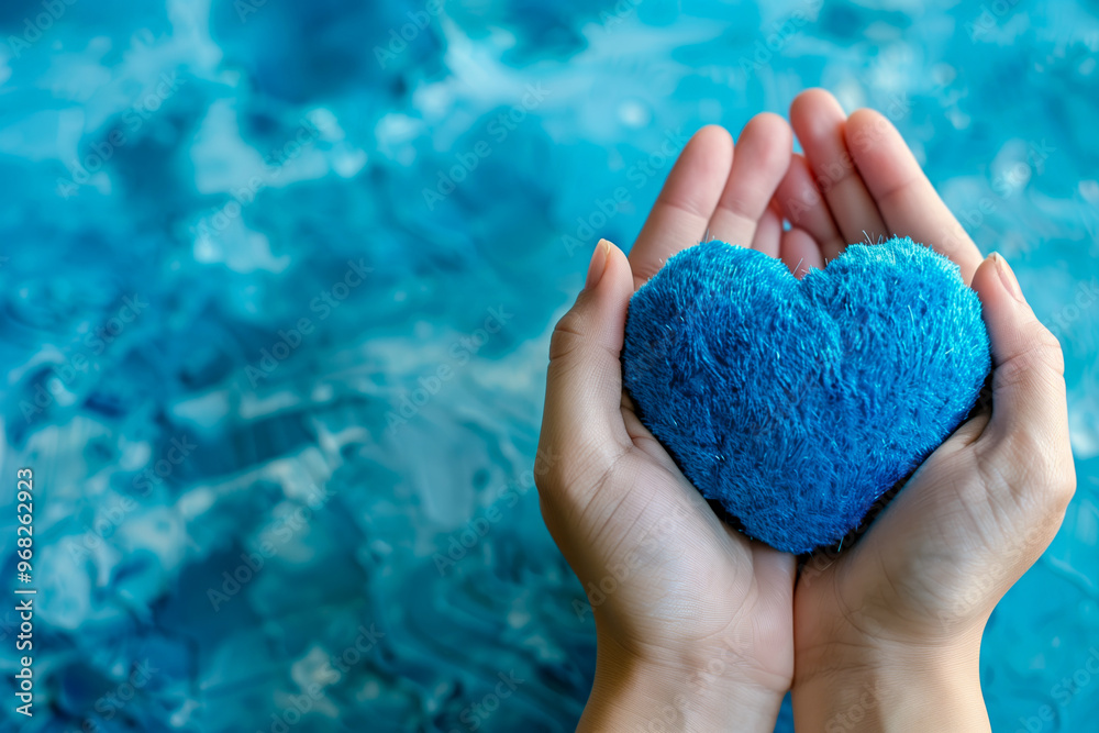 A pair of hands gently cradles soft blue heart, symbolizing care and compassion. This image evokes feelings of love and support, perfect for health related themes A pair of hands gently cradles soft blue heart, symbolizing care and compassion. This image evokes feelings of love and support, perfect for health related themes