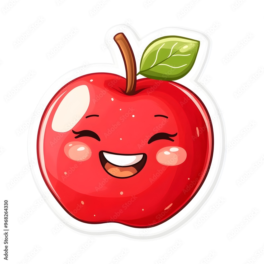 Cheerful Red Apple Cartoon Character Smiling Happily Cheerful Red Apple Cartoon Character Smiling Happily