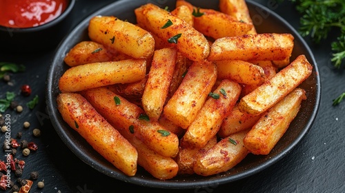 Crispy Spicy French Fries with Herbs