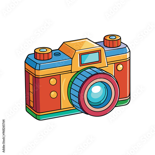 Flat 2D vector illustration of a hand-drawn camera