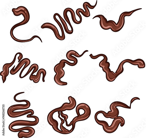 chocolate drip sause set cartoon. dessert sweet, topping ganache, decadent rich chocolate drip sause sign. isolated symbol vector illustration