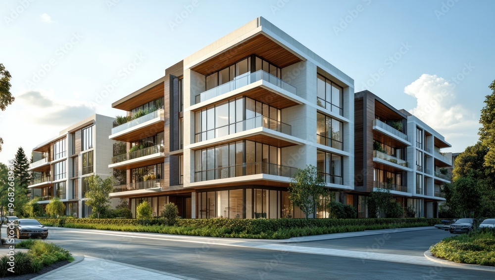 Modern Apartment Building with a Stylish Design Modern Apartment Building with a Stylish Design