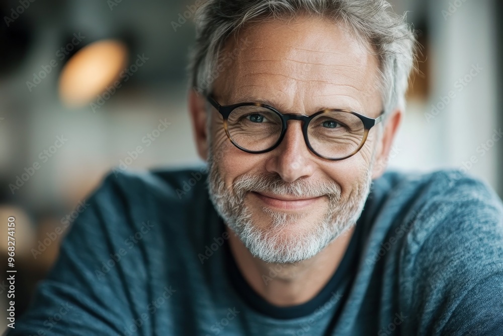 business man Close-up of a smiling middle-aged man with glasses, wearing a casual sweater. business man Close-up of a smiling middle-aged man with glasses, wearing a casual sweater.