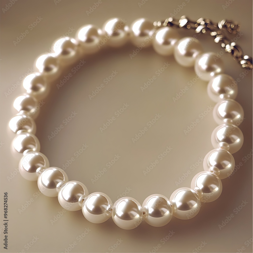 Obraz premium Elegant white pearl beaded bracelet with silver clasp