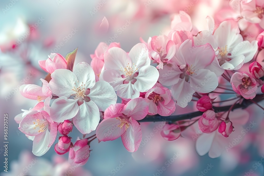 Flowering of the apple tree. Spring background of blooming flowers. White and pink flowers. Beautiful nature scene with a flowering tree. Spring flowers. Beautiful garden. Abstract blurred background Flowering of the apple tree. Spring background of blooming flowers. White and pink flowers. Beautiful nature scene with a flowering tree. Spring flowers. Beautiful garden. Abstract blurred background