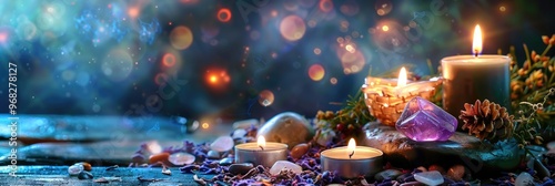 Energy Healing Reiki Session and Chakra Ritual with Candlelight in the Field of Alternative Medicine photo