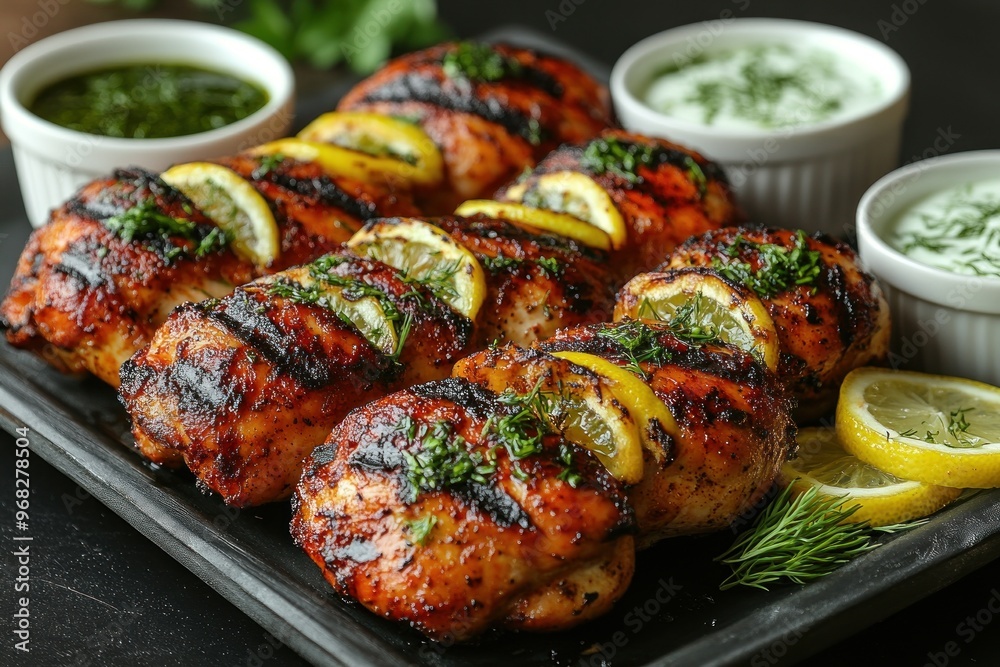 Grilled Lemon Chicken with Dill Sauce Grilled Lemon Chicken with Dill Sauce