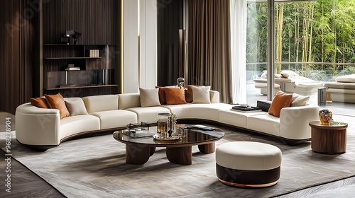 Living room with modern luxurious and avant-garde style.