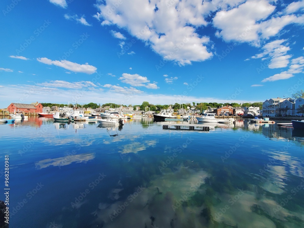 Fototapeta premium summer rockport harbor bay boats