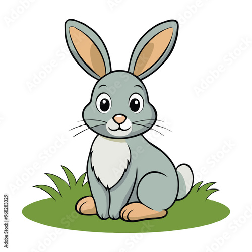 Cartoon rabbit with happy expression illustrated in vector clipart