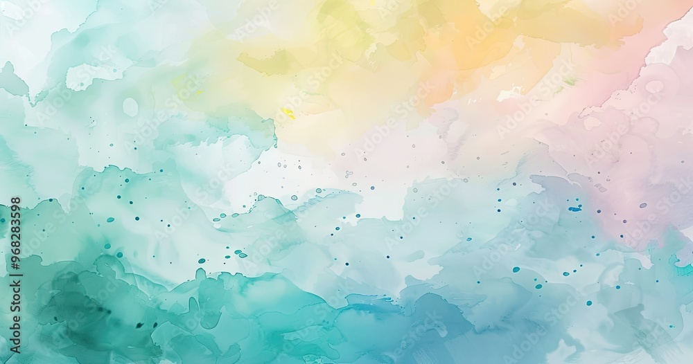 A soft, abstract watercolor background featuring gentle hues of blue, green, and pastel colors, ideal for creative projects.