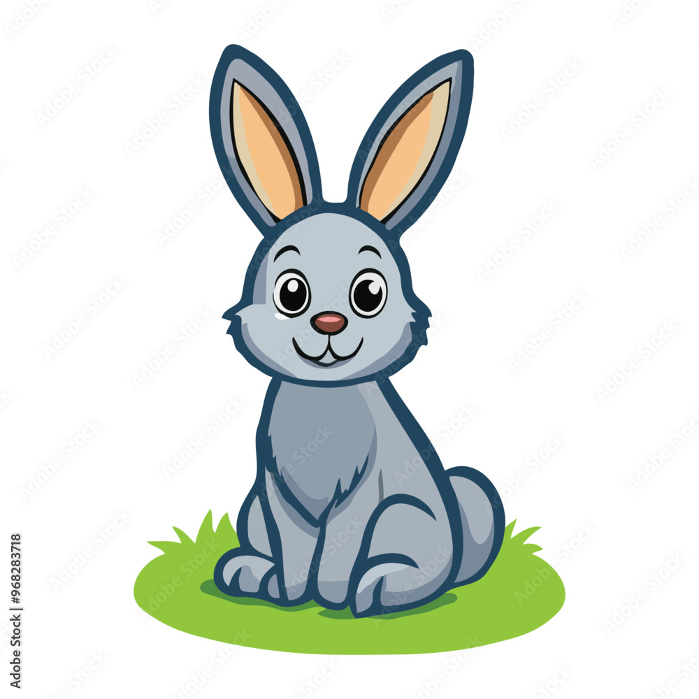 Fototapeta premium Cartoon rabbit with happy expression illustrated in vector clipart