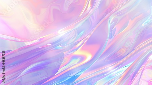 Wallpaper Mural A soft, iridescent abstract design featuring flowing pastel colors that evoke a dreamy, ethereal atmosphere. Torontodigital.ca