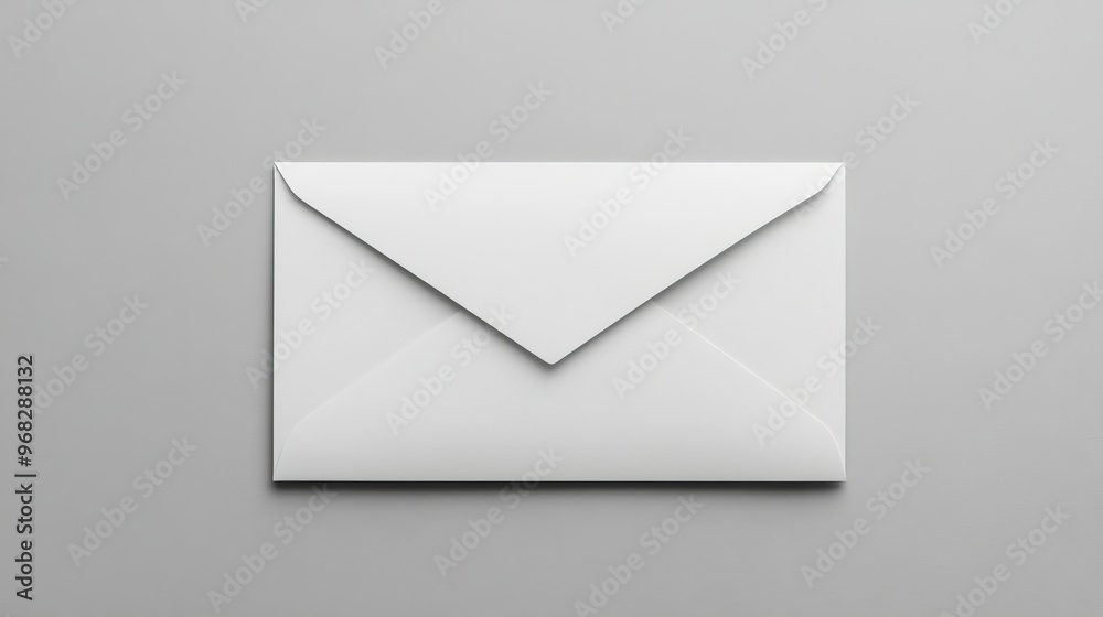 White envelope on grey background, minimalistic White envelope on grey background, minimalistic
