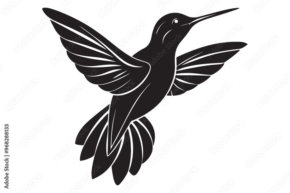 Fototapeta premium Hummingbird silhouette art vector illustration