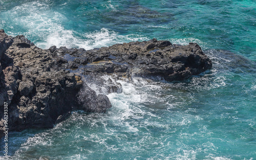 Fototapeta Naklejka Na Ścianę i Meble -  Dramatic Ocean crashing wave Hawaii at Makapu Point