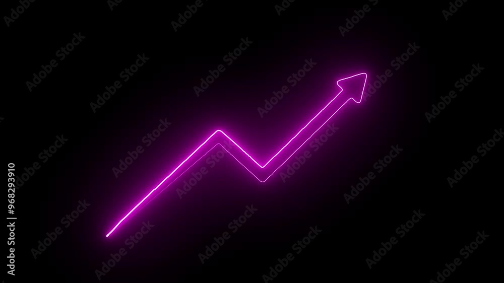 Neon lighting Business graph growth animation .on black background . Neon lighting Business graph growth animation .on black background .