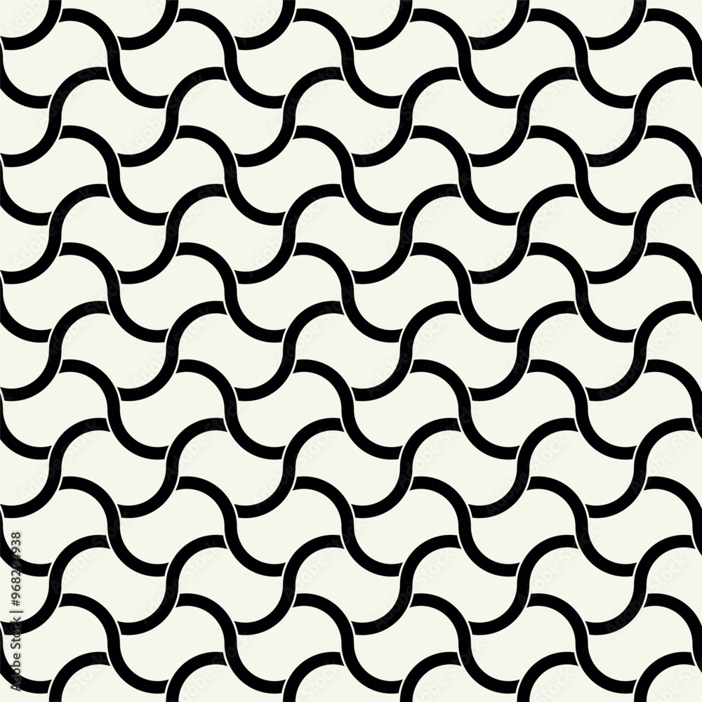 Vector seamless pattern. Geometric bold striped ornament. Stylish monochrome background. Bold repeating texture with winding ribbons. Vector seamless pattern. Geometric bold striped ornament. Stylish monochrome background. Bold repeating texture with winding ribbons.