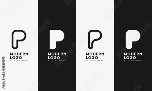 Vector Minimal Collection of Logos with Letter P