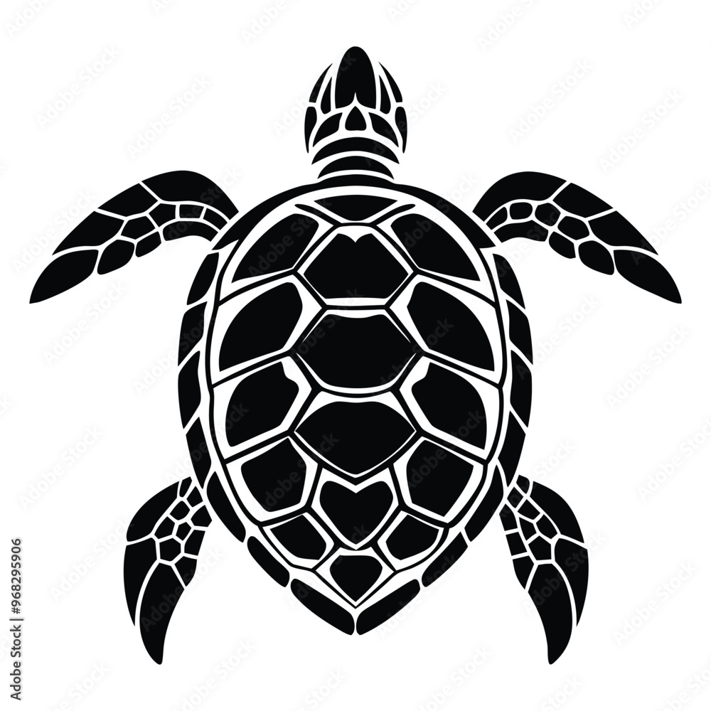 Fototapeta premium Turtle black silhouette vector art illustration