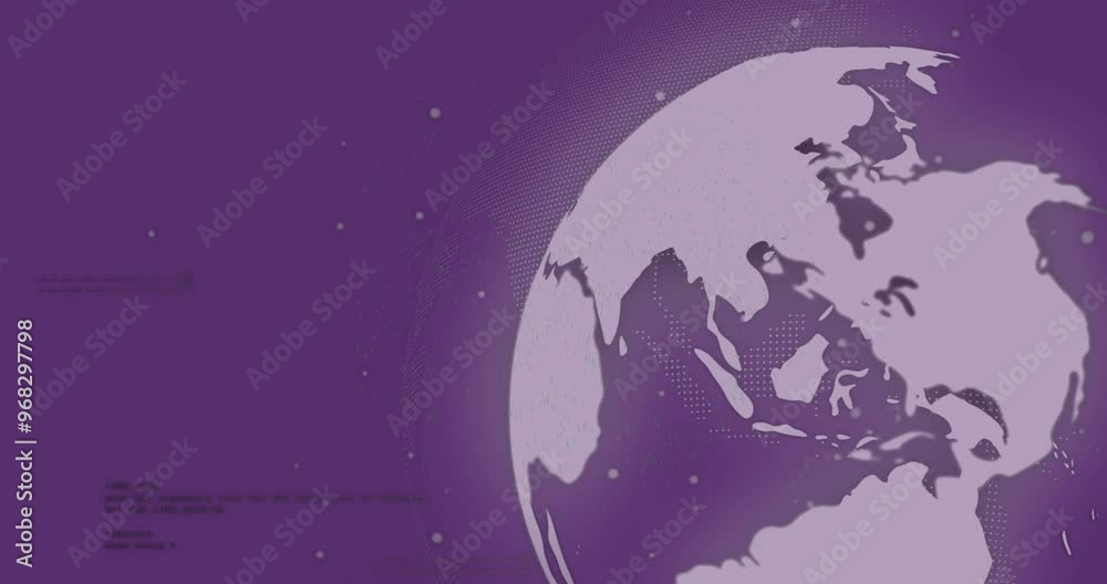 Animation of globe over spots and data processing Animation of globe over spots and data processing