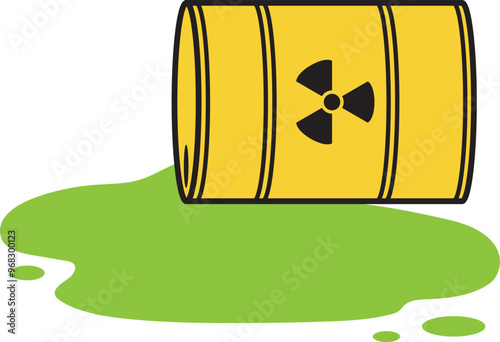 Radioactive Waste Barrels with Spilling leaking icon.