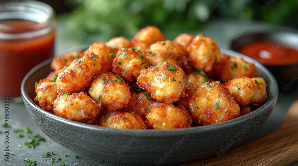 Crispy Cheese Balls with a Side of Sauce Crispy Cheese Balls with a Side of Sauce