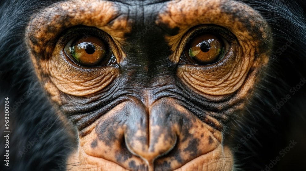 A close-up of a monkey face, showing its expressive eyes and wrinkled forehead. A close-up of a monkey face, showing its expressive eyes and wrinkled forehead.