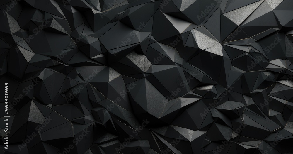 Obraz premium A textured abstract background featuring angular black shapes and surfaces, creating a modern and artistic visual effect.