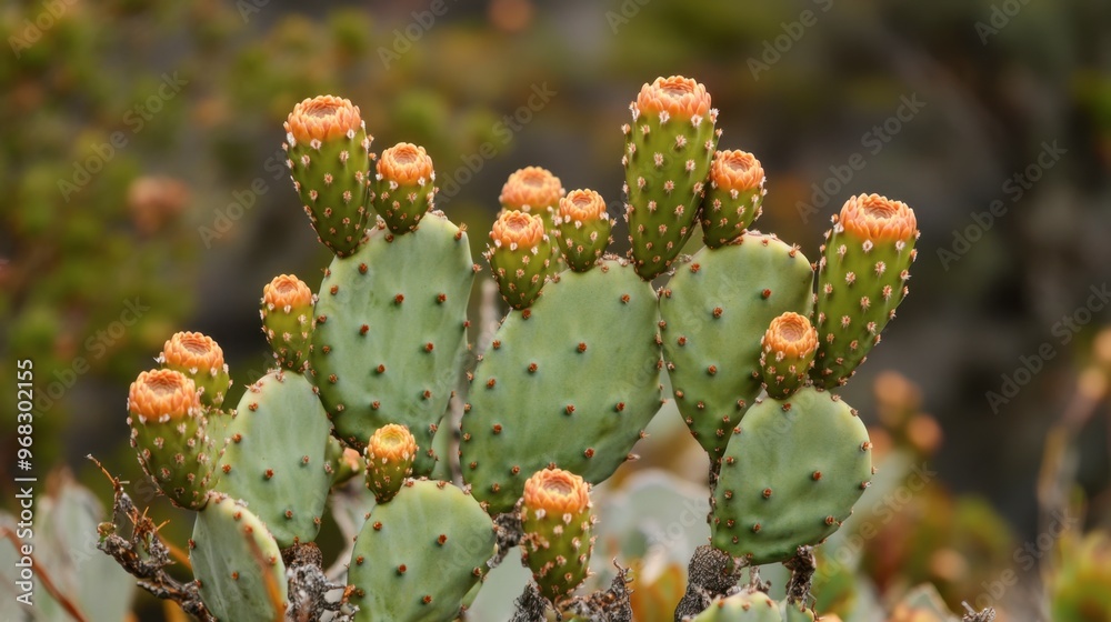 A close-up of desert flora, such as a cactus or succulent, thriving in the arid environment. A close-up of desert flora, such as a cactus or succulent, thriving in the arid environment.